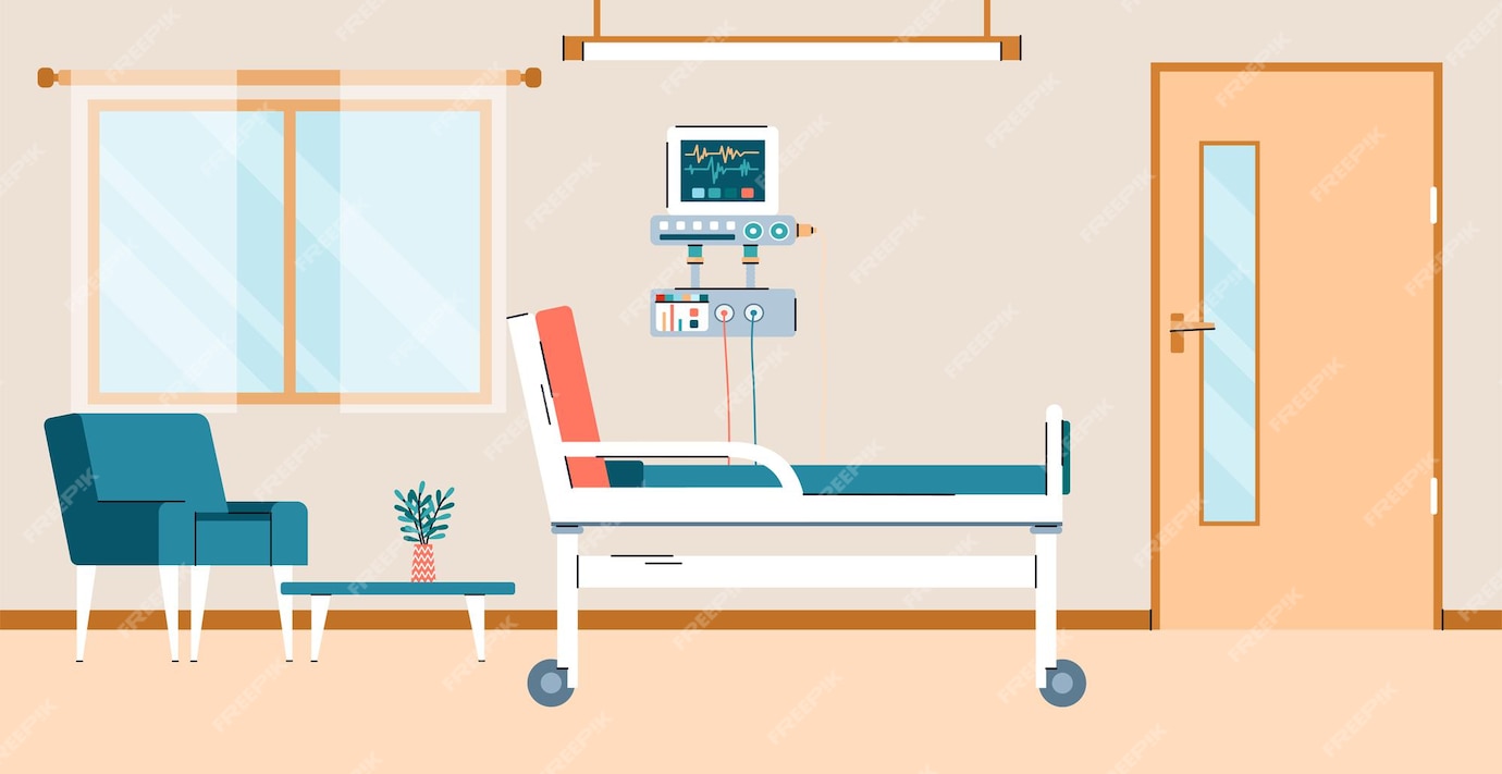 Hospital Room With Bed Computer Equipment Flat Cartoon Vector Illustration 181313 1925 ?w=1380