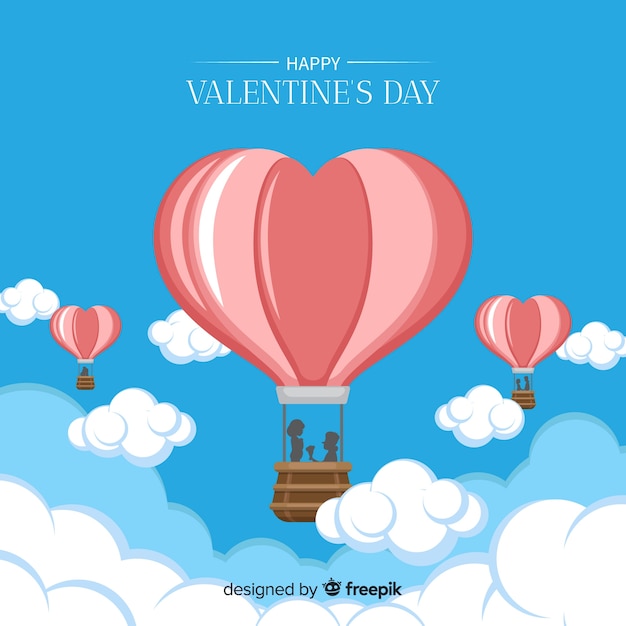 Download Hot-air balloon valentine background Vector | Free Download