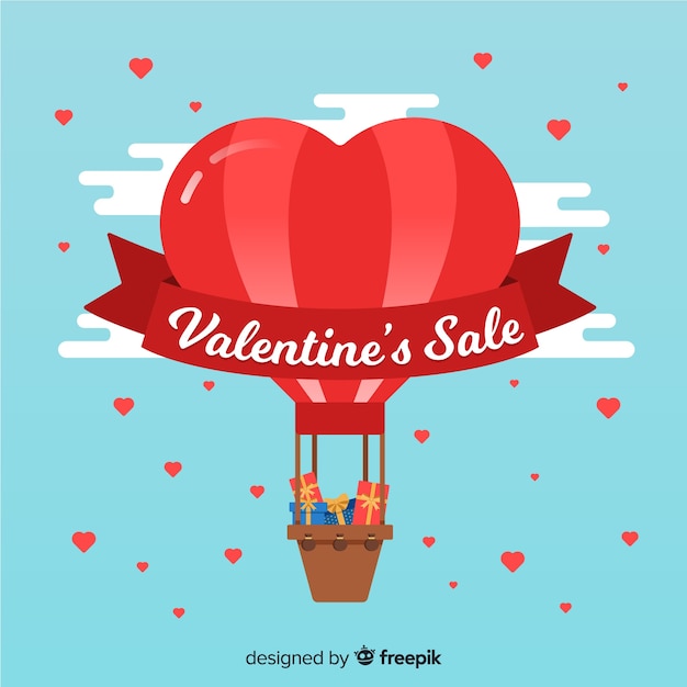 Download Hot air balloon valentine sale background | Free Vector