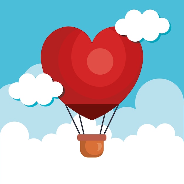 Premium Vector Hot air balloon with heart shape