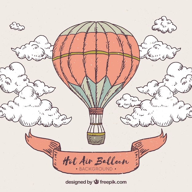 Hot air balloons background in vintage\
style