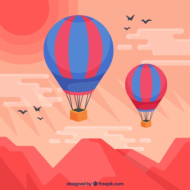 Hot air balloons background in the sky with clouds Vector | Free Download