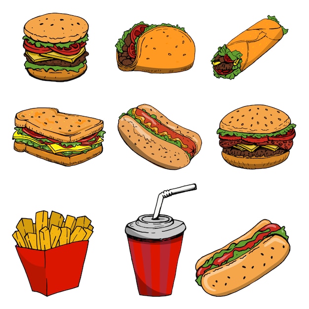 Download cricut silhouette cut files commercial use chips Fast food SVG Burger Clipart doughnut hamburger ...