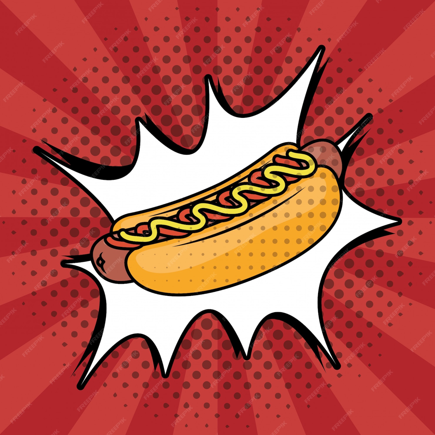 Free Vector | Hot dog fast food pop art style