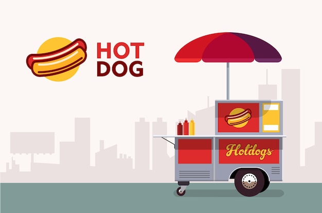 Download Hot dog street cart. fast food stand vendor service ...