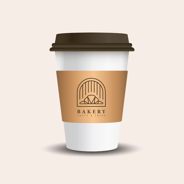 Hot drink paper cup with mockup sleeve\
vector