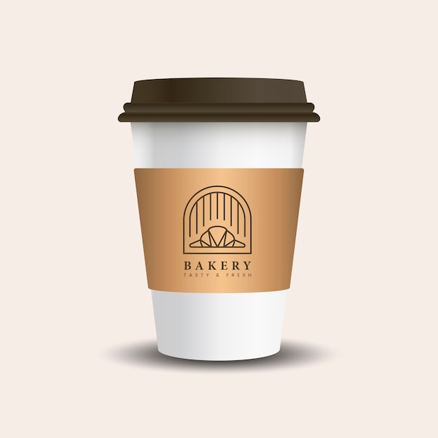 Download Hot drink paper cup with mockup sleeve vector | Free Vector