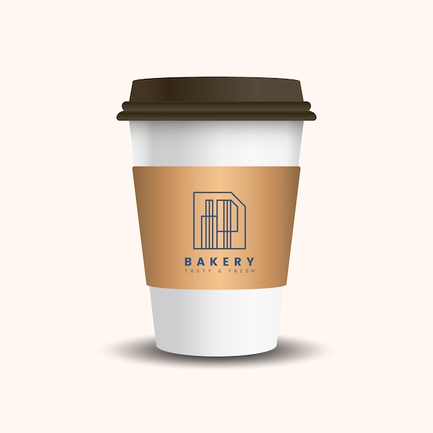Hot drink paper cup with mockup sleeve | Free Vector
