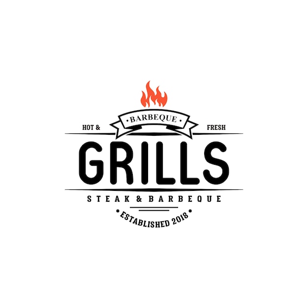 Premium Vector | Hot grill logo templates