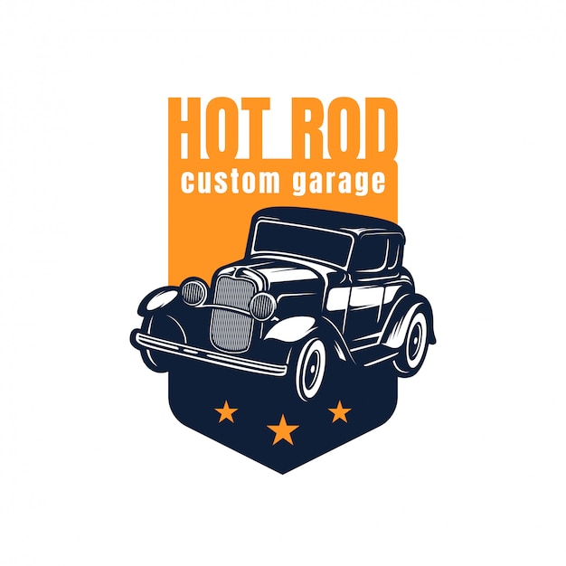 Premium Vector | Hot rod classic car logo