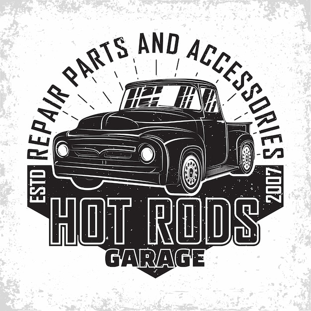 Premium Vector | Hot rod garage logo muscle car repair organisation ...