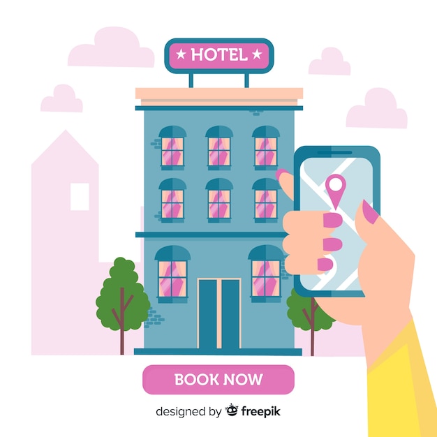 Free Vector Hotel Booking Concept In Flat Style 4079