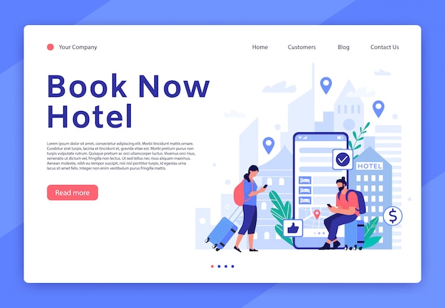 Premium Vector | Hotel booking website. mobile app for tourists and ...