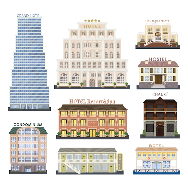 Premium Vector | Hotel buildings illustration.