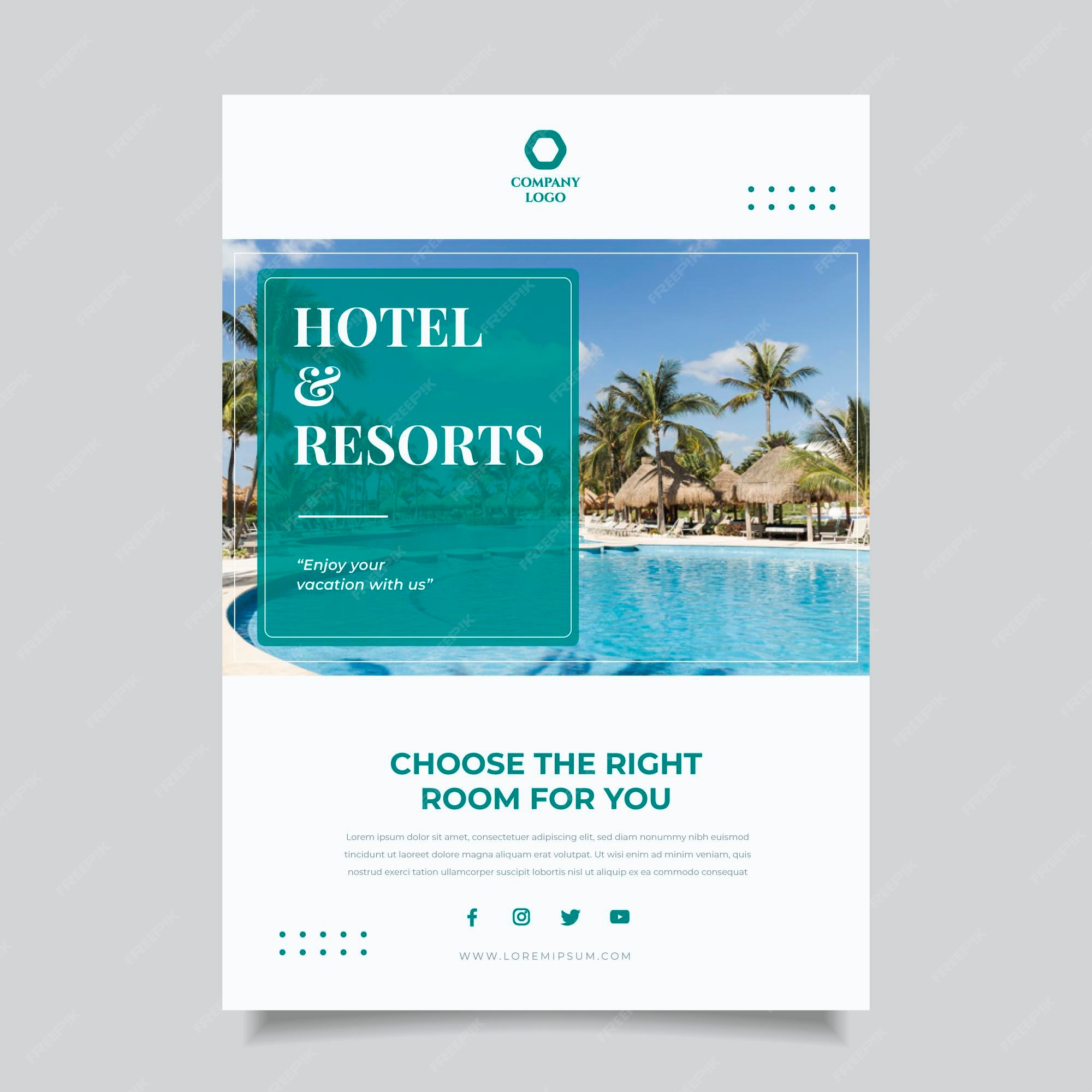 Free Vector | Hotel information flyer with photo