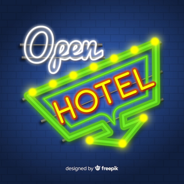 Free Vector | Hotel neon sign background