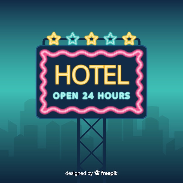 Free Vector | Hotel neon sign background