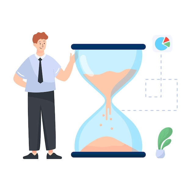 Premium Vector | An hourglass time in flat design illustration