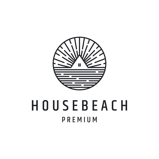 Premium Vector | House beach logo linear style icon on white backround