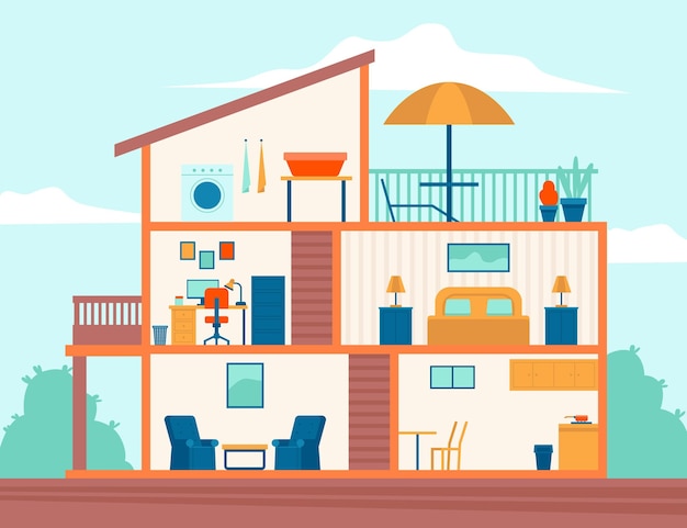 Free Vector | House in cross-section concept