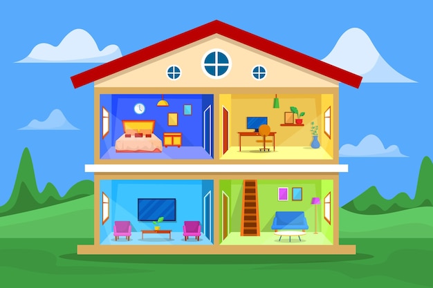 House in cross section Free Vector
