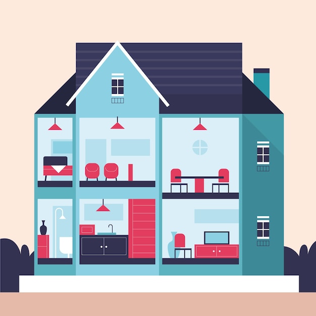 Free Vector | House in cross-section