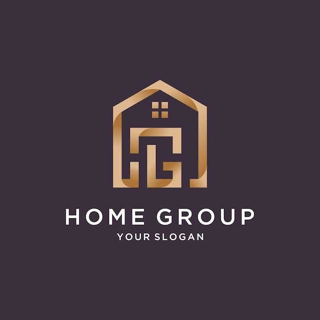 Premium Vector | House group logo with letter hg and golden gradient ...