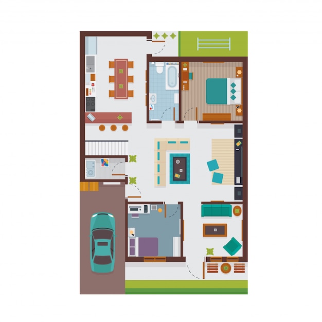  House  interior floor plan  from top  view  illustration 