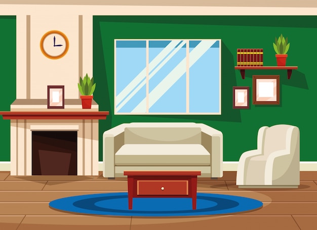 House interior with furniture scenery | Free Vector