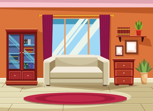 House interior with furniture scenery Vector | Free Download