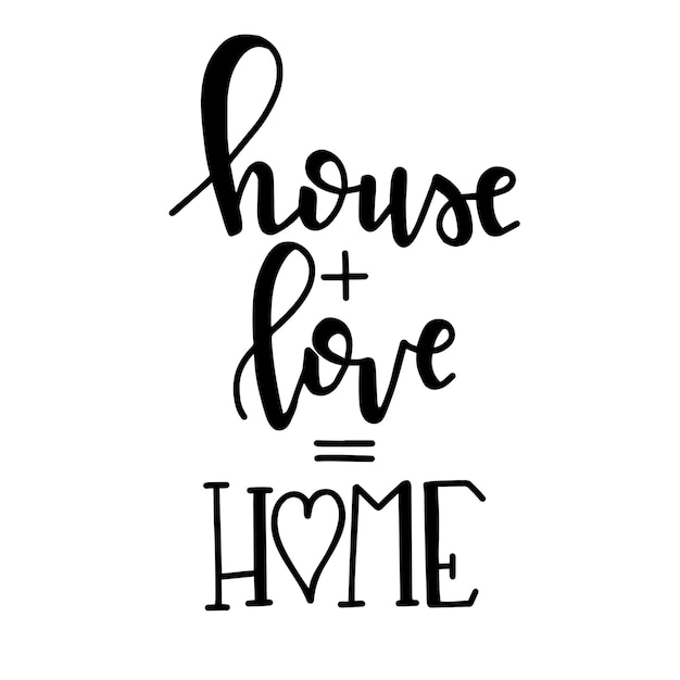 Premium Vector | House love home hand drawn typography poster ...