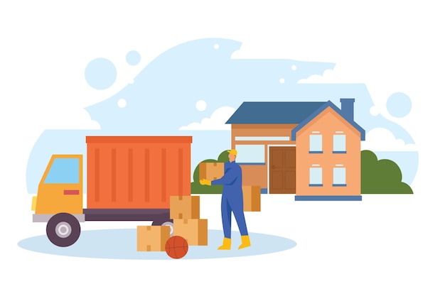 Free Vector | House moving concept illustration