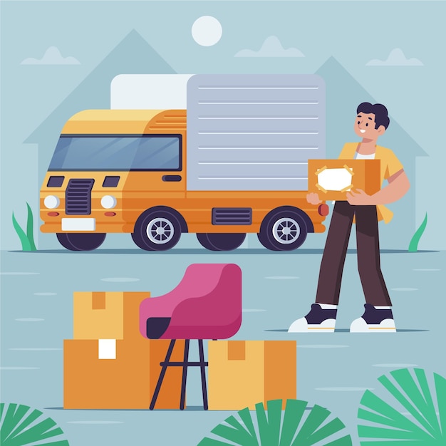 Free Vector | House moving concept with man