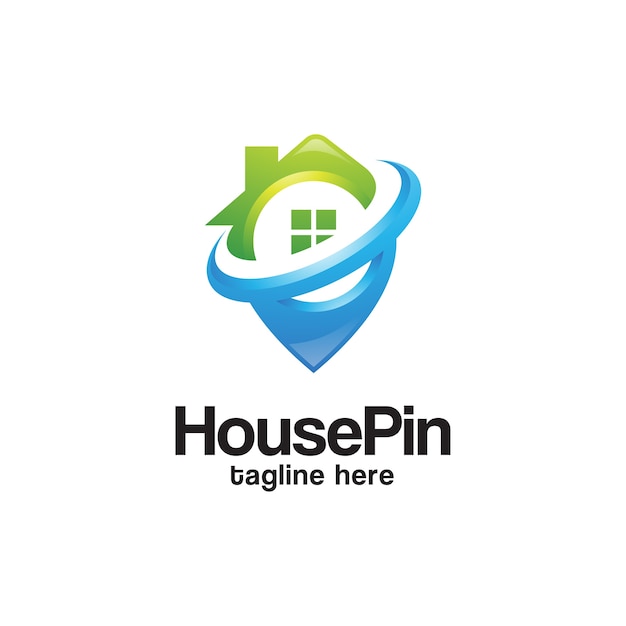 Premium Vector | House and pin location logo
