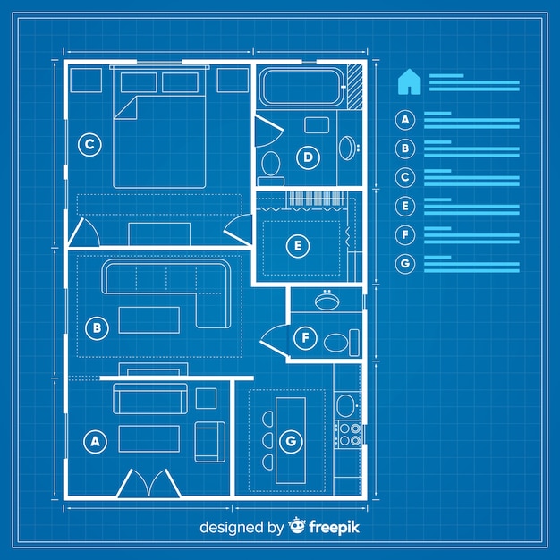 House plan with blueprint concept Vector | Free Download