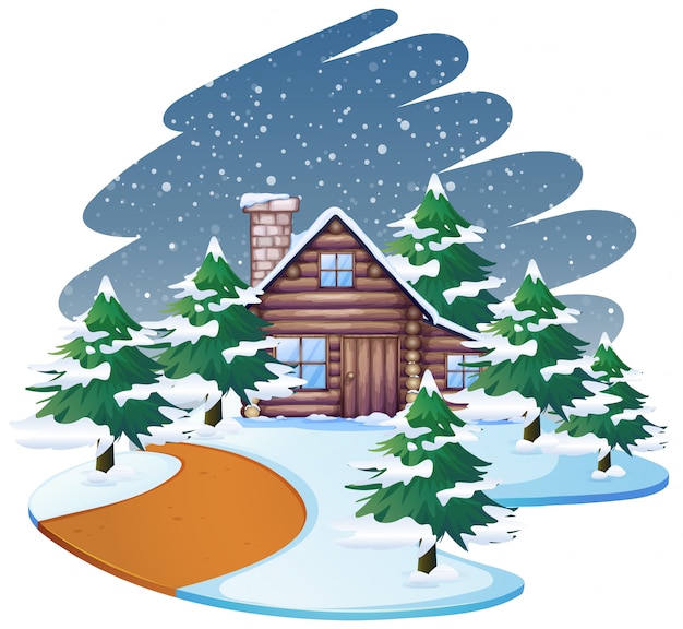 House in snow scene or background Vector | Free Download