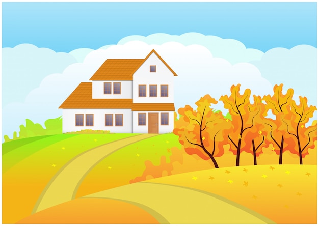 Premium Vector House In Spring Or Summer Season