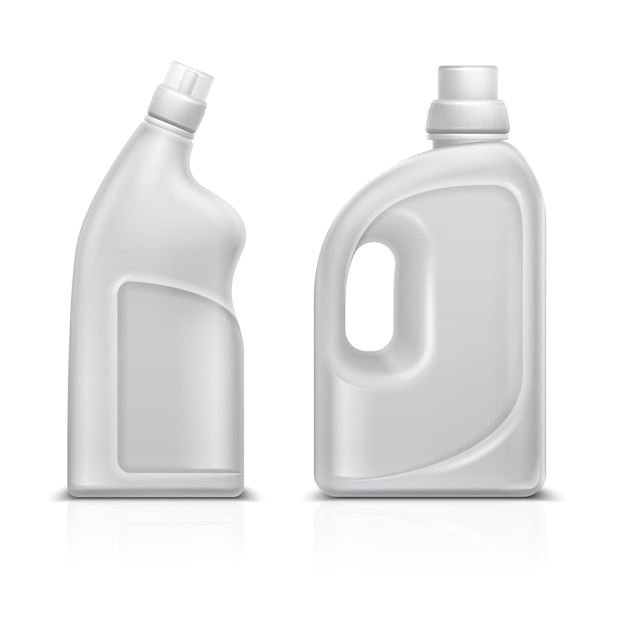 家庭用化学空白3 Dプラスチック製の白いボトル トイレ消毒クリーナーボトルベクトルイラストが分離されました クリーナーボトル容器 清掃用洗剤製品 プレミアムベクター