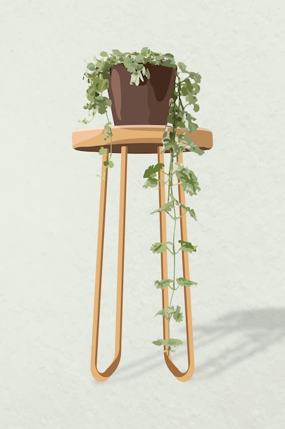 観葉植物のベクトル画像 英語のツタの鉢植えの家の室内装飾 無料のベクター