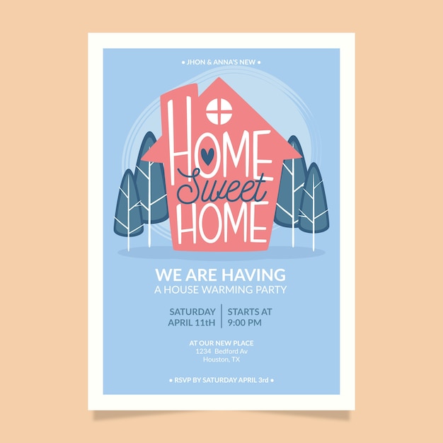 Housewarming party invitation template Free Vector