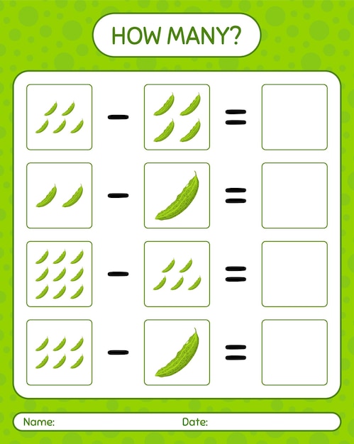 Premium Vector | How many counting game with bitter melon. worksheet ...