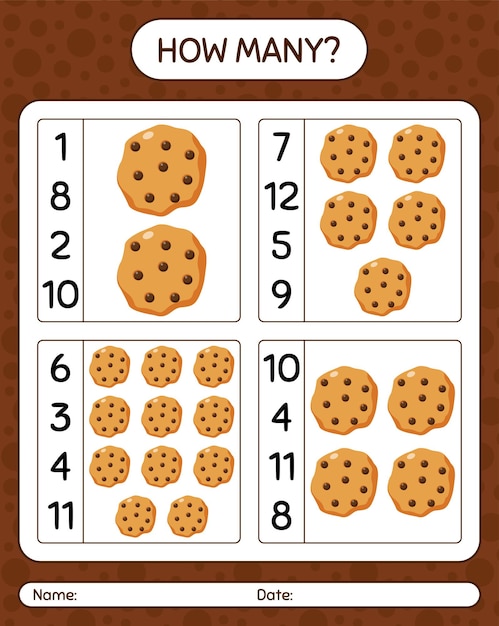 Premium Vector | How many counting game with cookie. worksheet for ...