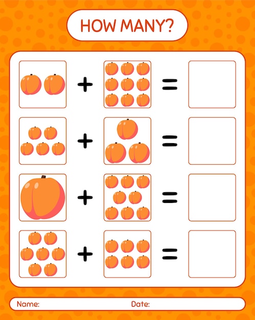 Premium Vector | How many counting game with peach. worksheet for ...