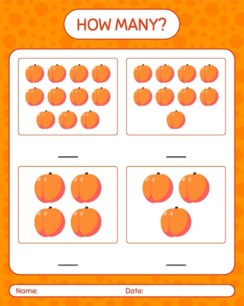 Premium Vector | How many counting game with peach worksheet for ...