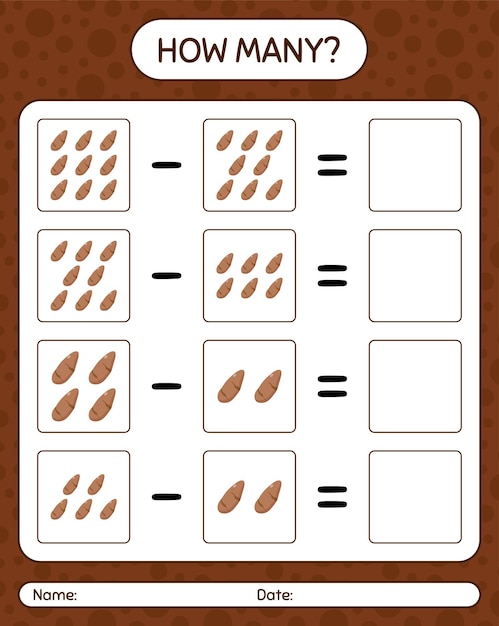 Premium Vector | How many counting game with yam root. worksheet for ...