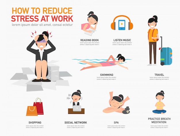 Premium Vector | How To Reduce Stress At Work Illustration Vector