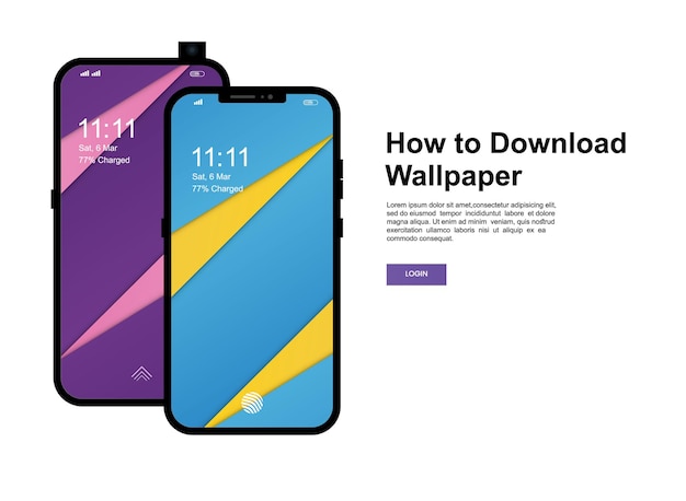 壁紙バナーテンプレートをダウンロードする方法 現代の携帯電話の画面の壁紙デザインのスマートフォン プレミアムベクター