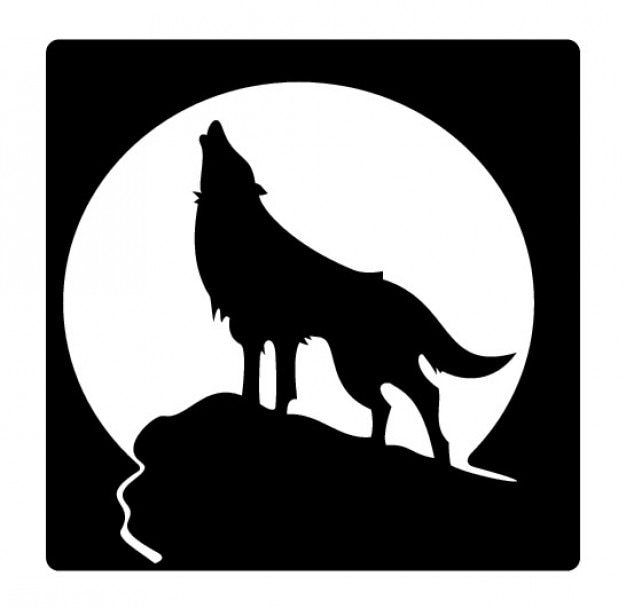 Howling wolf silhouette and full moon Vector | Free Download