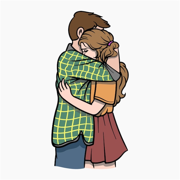 Premium Vector | Hugging vector cartoon illustration clipart