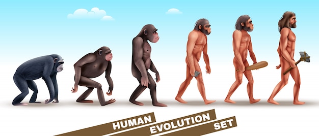 人間の進化のキャラクターセット 無料のベクター